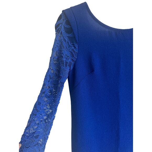 AKIRA Chicago Women's Lace Sleeve Bodycon Mini Dress S Open Back Royal Blue - Picture 9 of 14